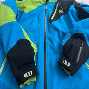 Spyder Mens Large Ski Jacket. Blue/Black/Green